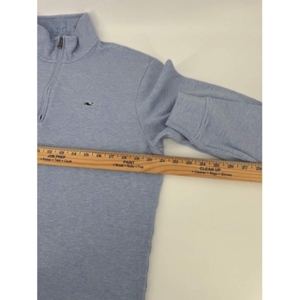 Vineyard Vines Quarter Zip Pullover Womens Large Light Blue Stripe Shep Shirt - Picture 8 of 10